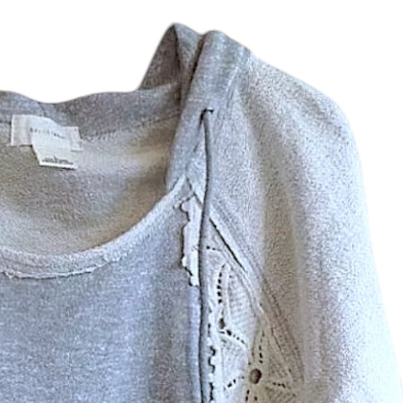 $148 Anthropologie Daisy Lace Top XSmall 0 2 Gray Sweatshirt Hoodie Unique NWT - Picture 10 of 16